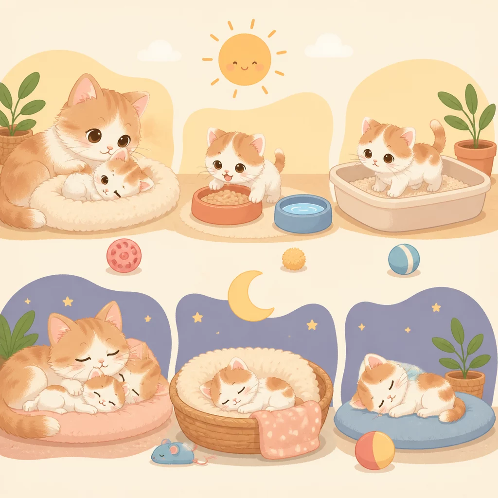 Котёнку 1 месяц: развитие и режим дня